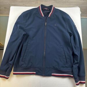 Tommy Hilfiger Men’s Navy Bomber Jacket | Water Resistent | Size Large